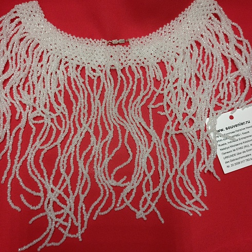 Свадебные аксессуары для невесты: колье «Иней» в подарочной упаковке. Вес: 200 г, длина – 360 мм. Материал: бисер. Техника бисероплетение. Цвет: белый. 