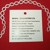 Фурнитура «Декоративная тесьма «Змейка» для отделки женской одежды. Вес: 20 г, длина*ширина = 1000*5 мм. Материал: нити «Gamma» - 100 %  полиэстер. Техника плетения фриволите. Цвет: белый